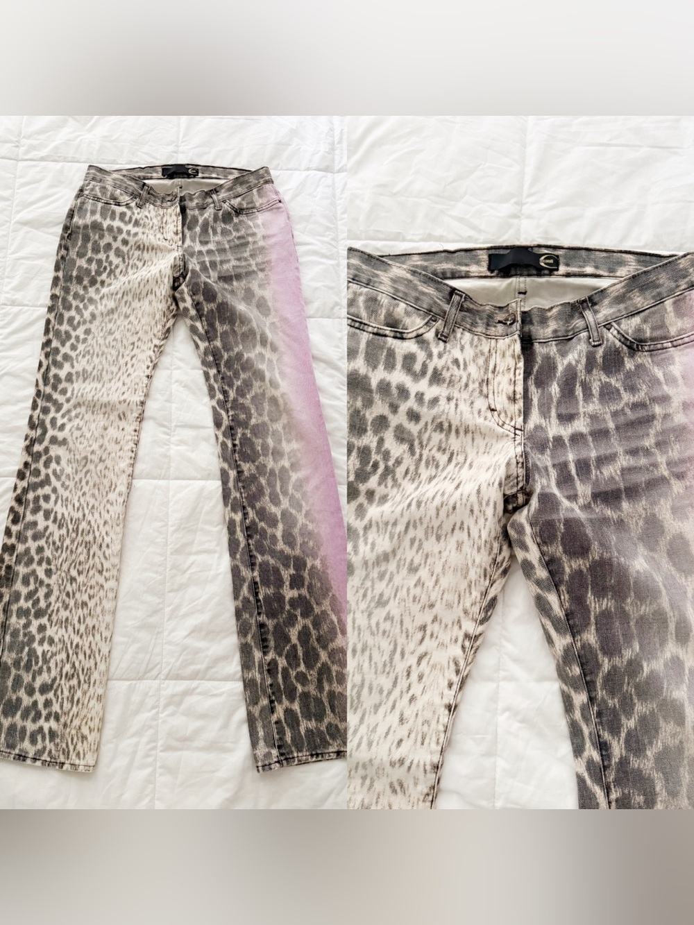 Roberto Cavalli animal print bootcut jeans